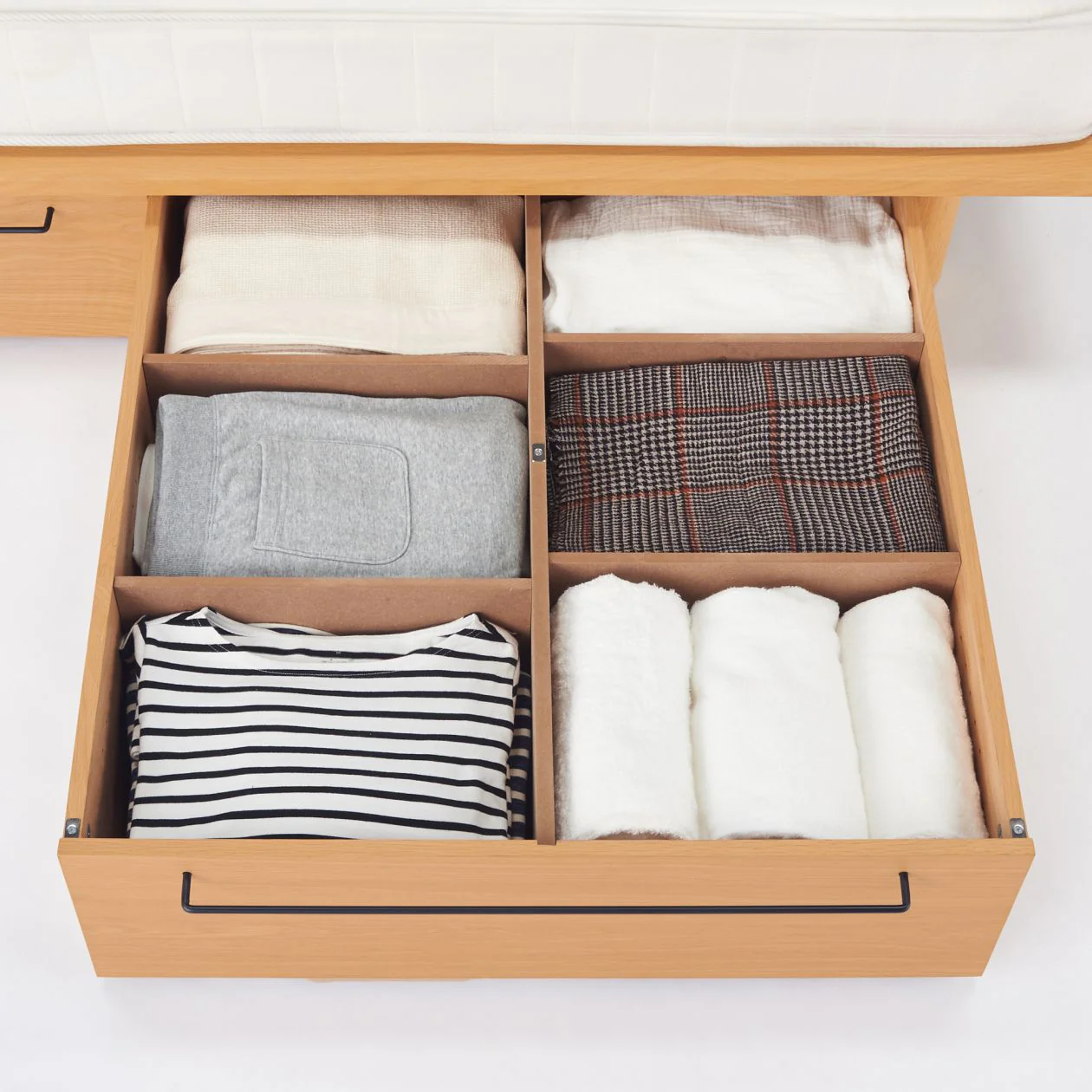 Oak Veneer Under-Bed Storage Drawer - For 26cm Legs - Image 4