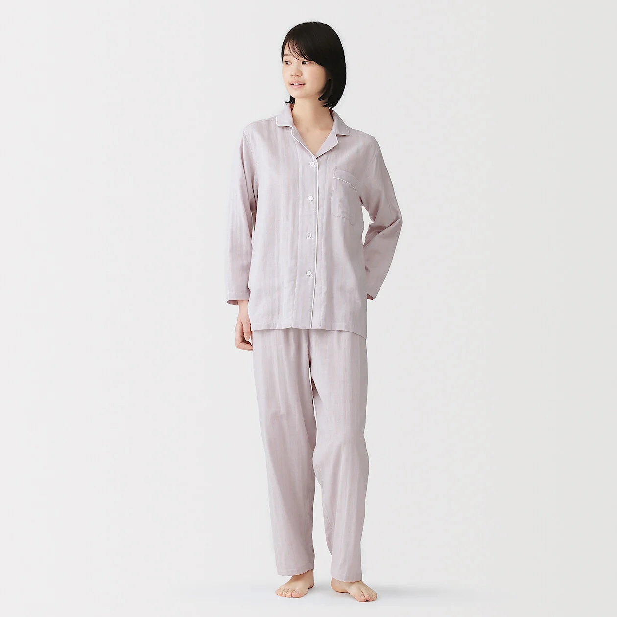 Side Seamless Double Gauze Long Sleeve Pyjamas - Image 10