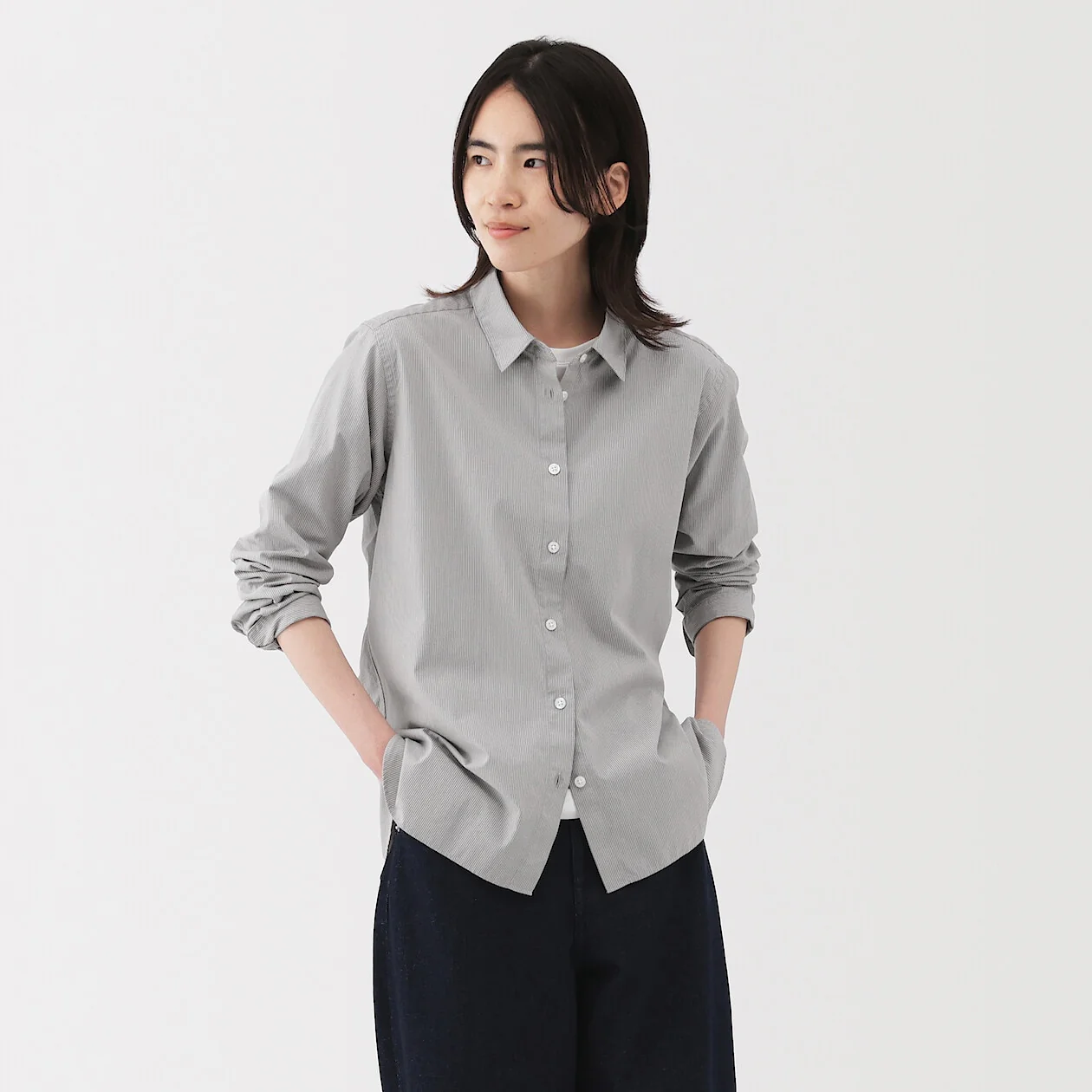 Washed Broadcloth 100% Cotton Long Sleeve Shirt - Image 17