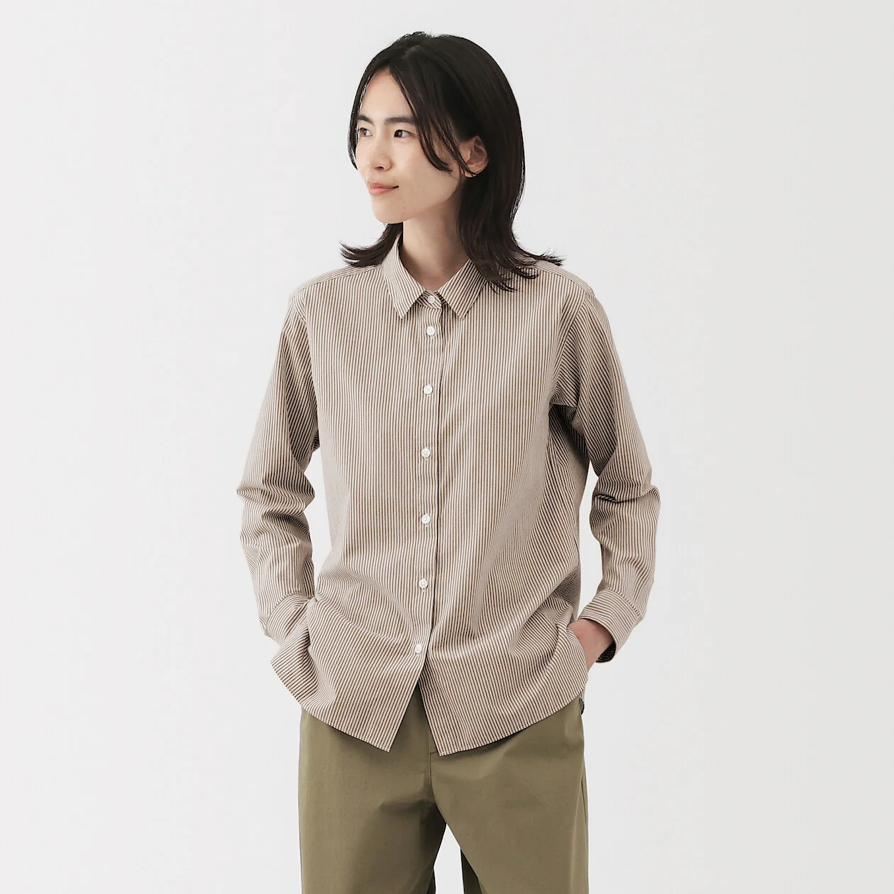 Washed Broadcloth 100% Cotton Long Sleeve Shirt - Image 21