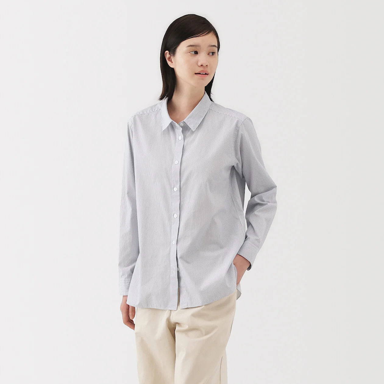 Washed Broadcloth 100% Cotton Long Sleeve Shirt - Image 5