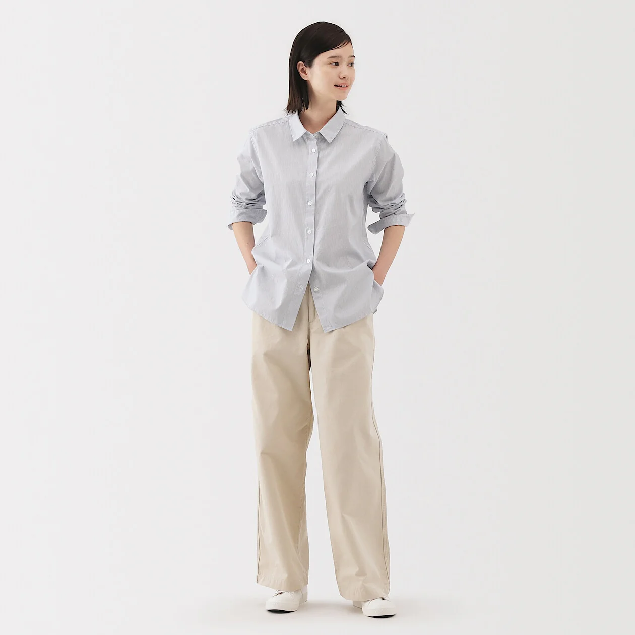 Washed Broadcloth 100% Cotton Long Sleeve Shirt - Image 6