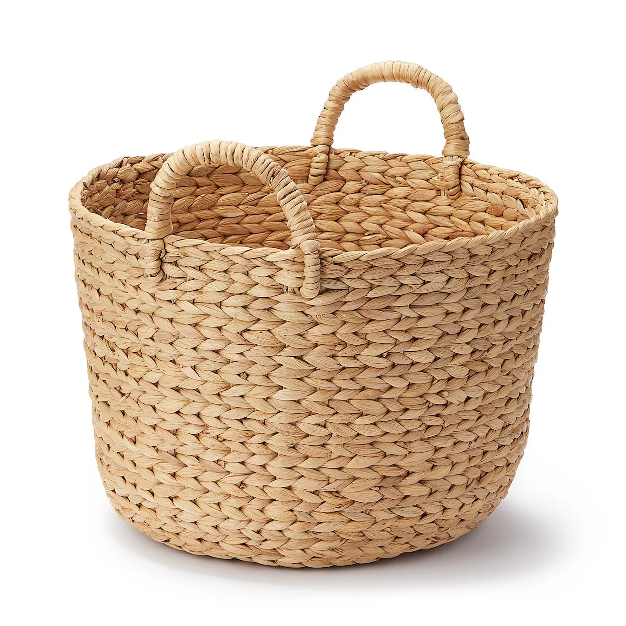 Water Hyacinth Round Basket with Handles - Image 2