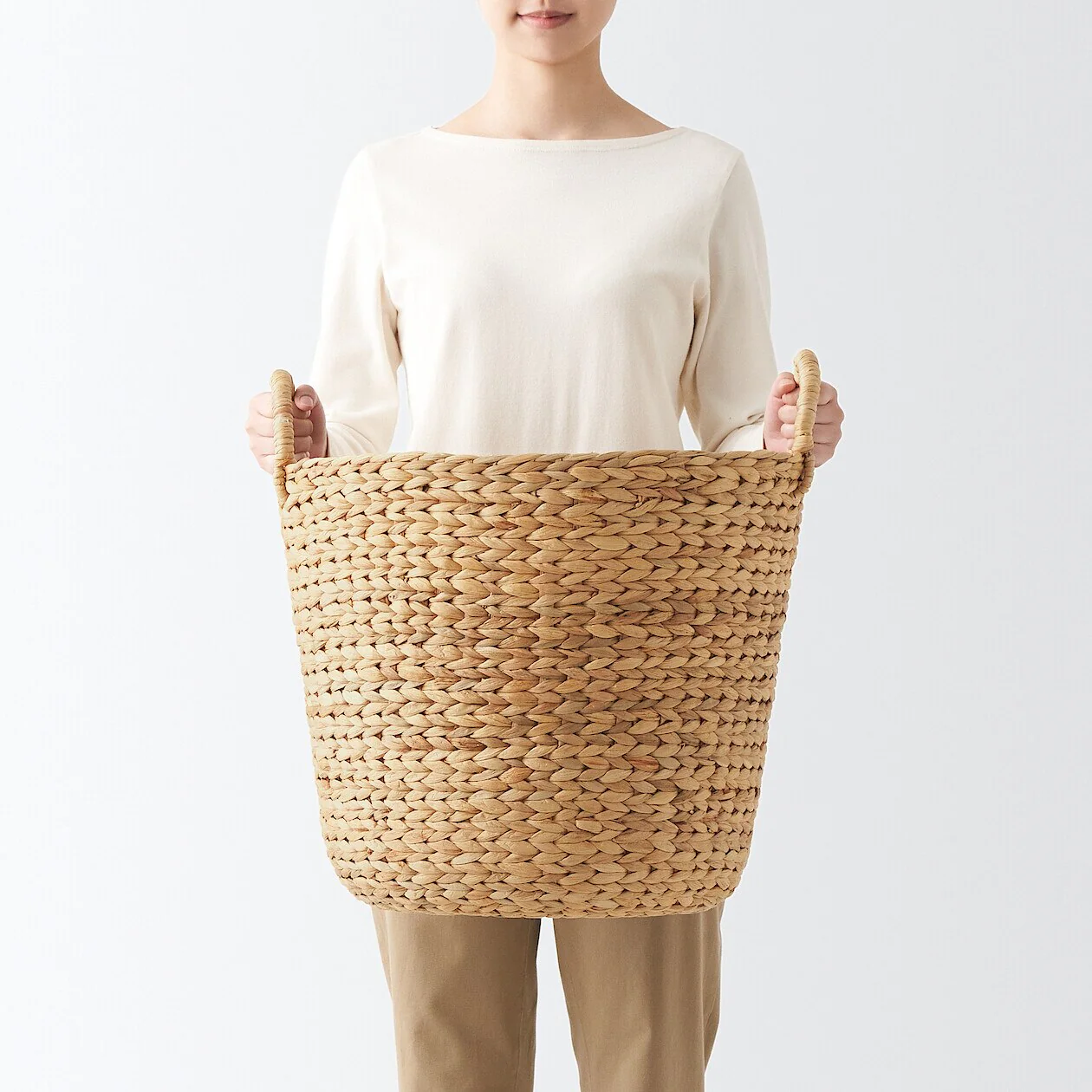 Water Hyacinth Round Basket with Handles - Large - Image 7
