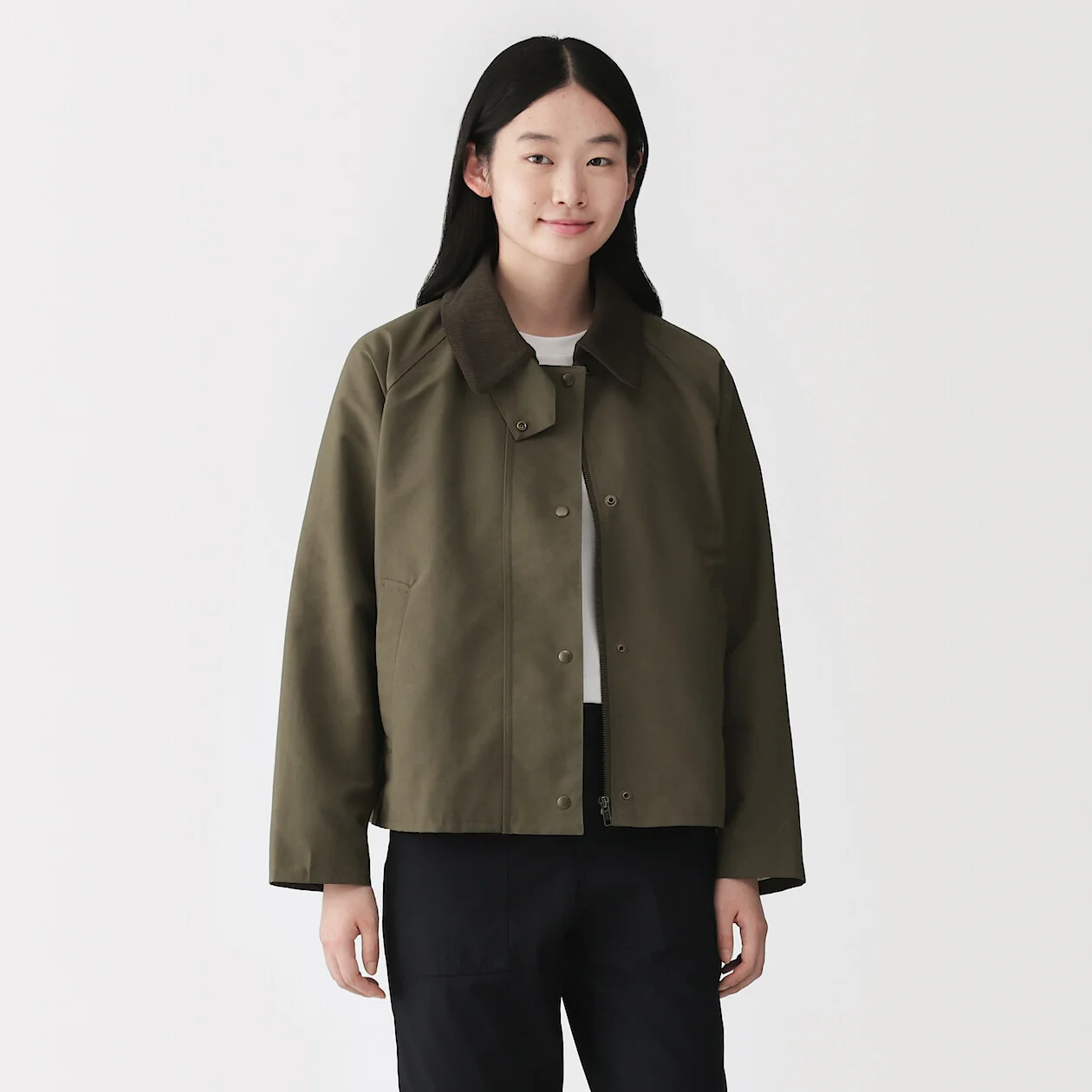 Water Repellent Corduroy Collar Short Blouson