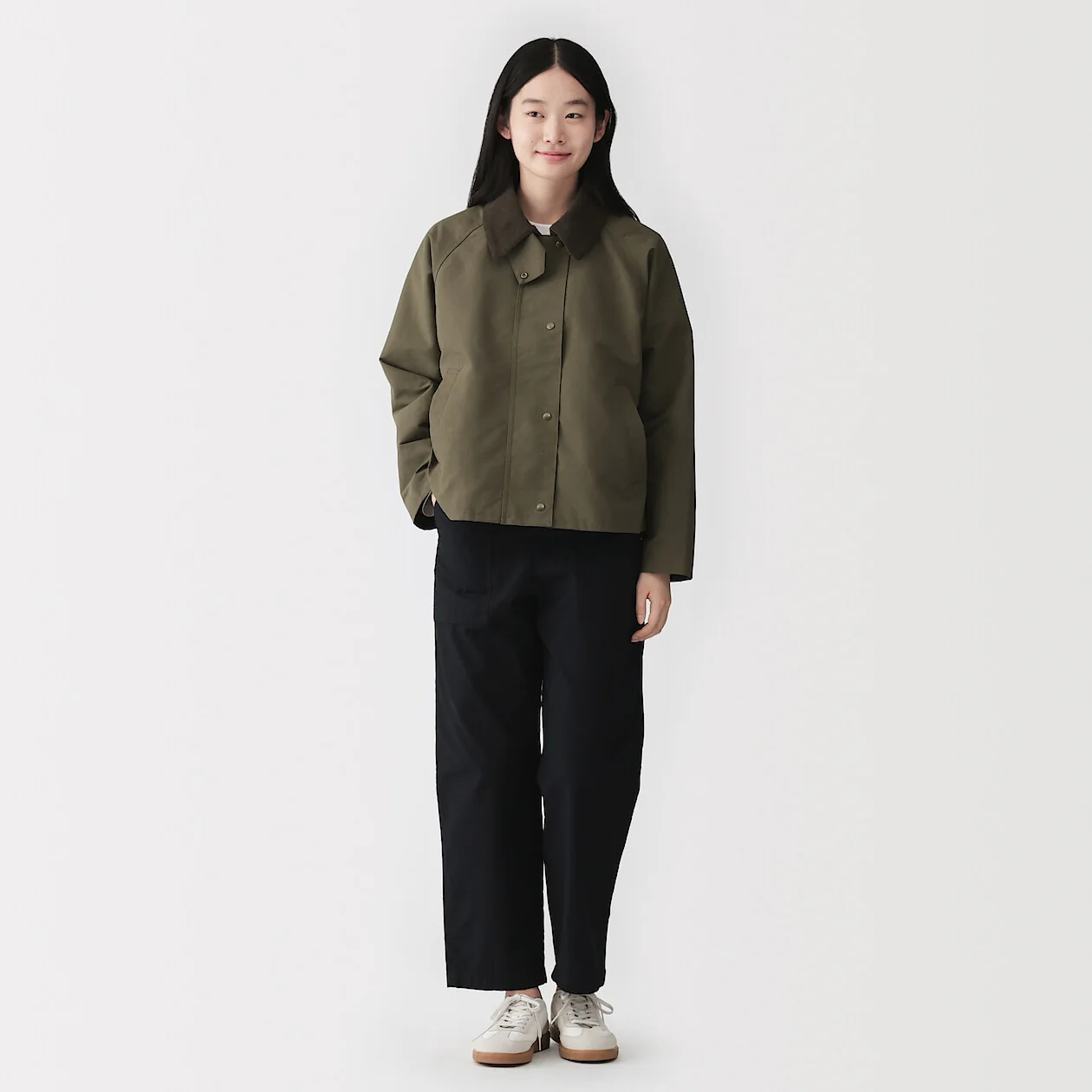 Water Repellent Corduroy Collar Short Blouson - Image 2