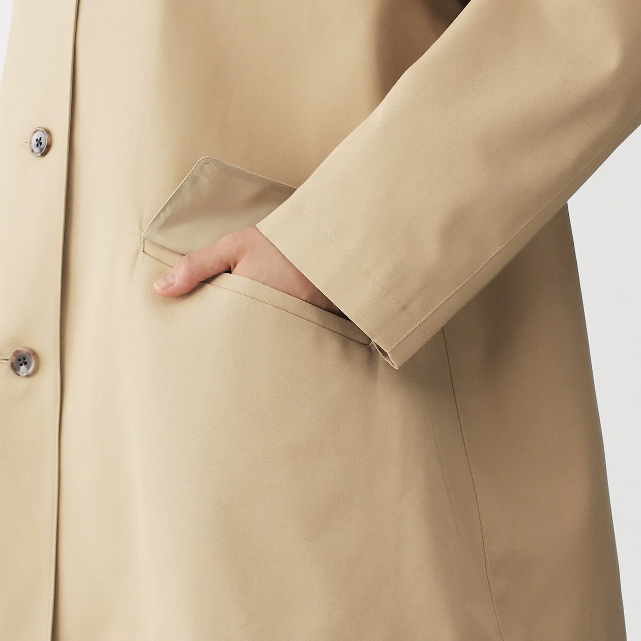 Water Repellent Cotton Twill Stand Fall Collar Half Coat - Image 7