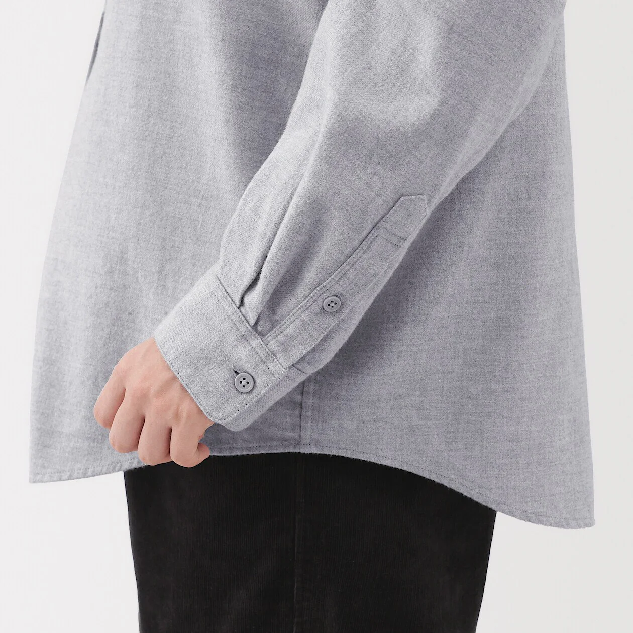 Double Brushed Flannel Stand Collar Long Sleeve Blouse - Image 10