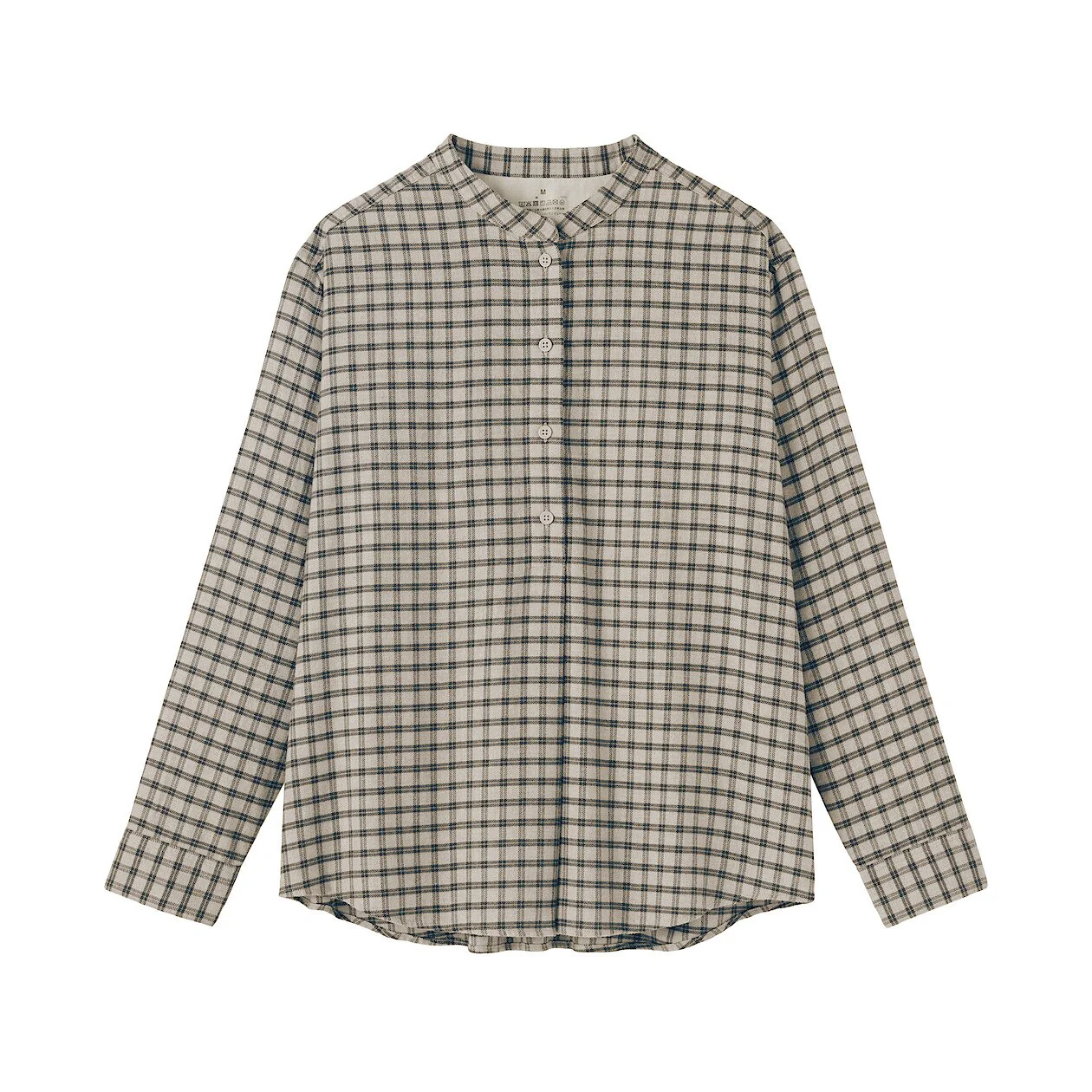 Double Brushed Flannel Stand Collar Long Sleeve Blouse - Image 27