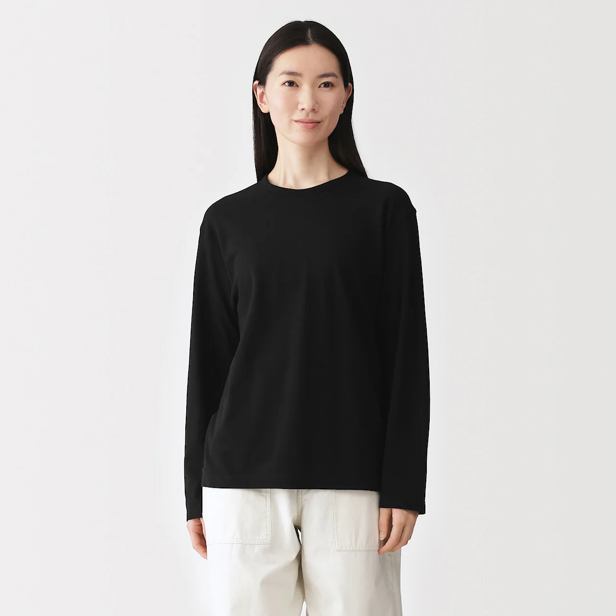 High Twisted Yarn Jersey Crew Neck Long Sleeve T-Shirt - Image 14