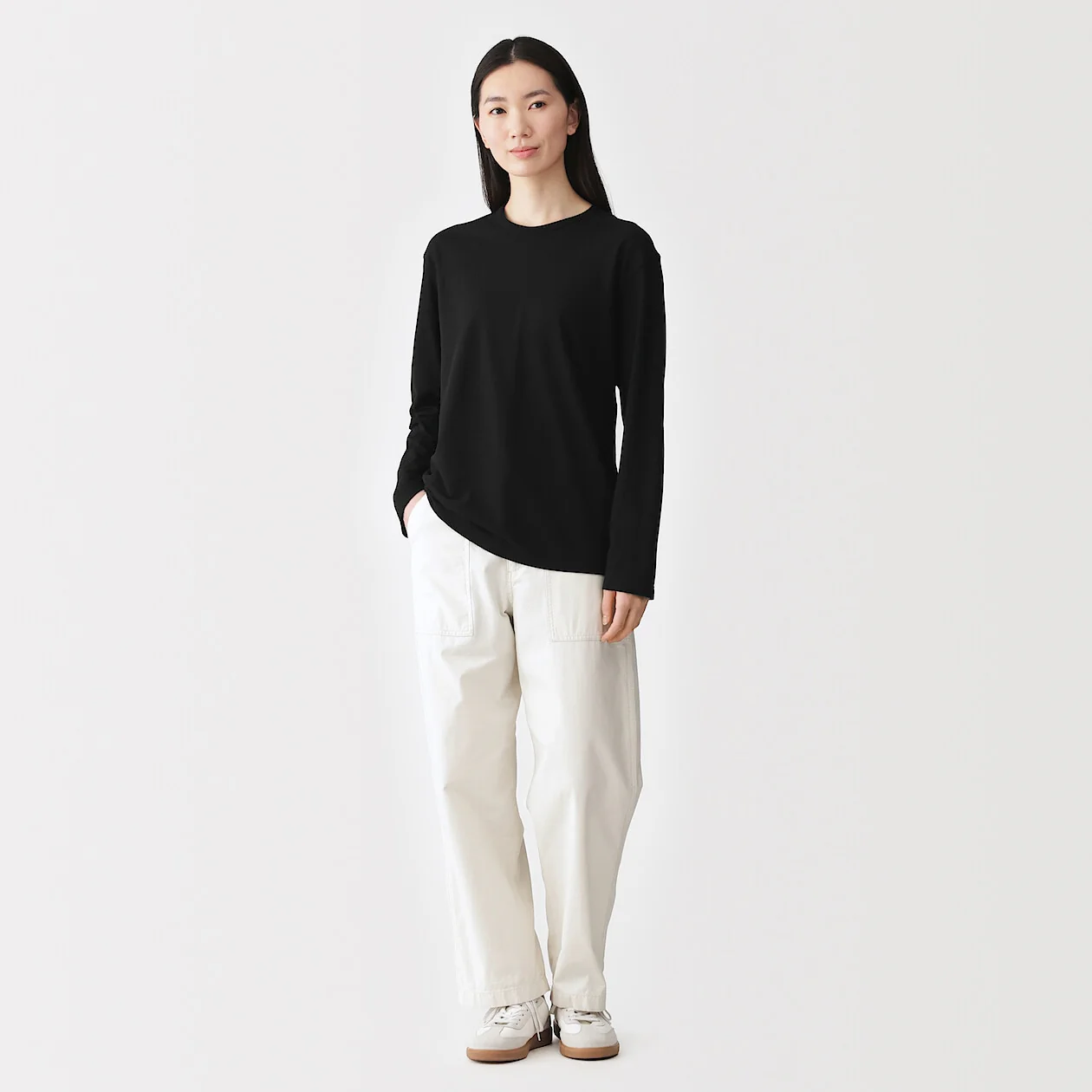 High Twisted Yarn Jersey Crew Neck Long Sleeve T-Shirt - Image 15