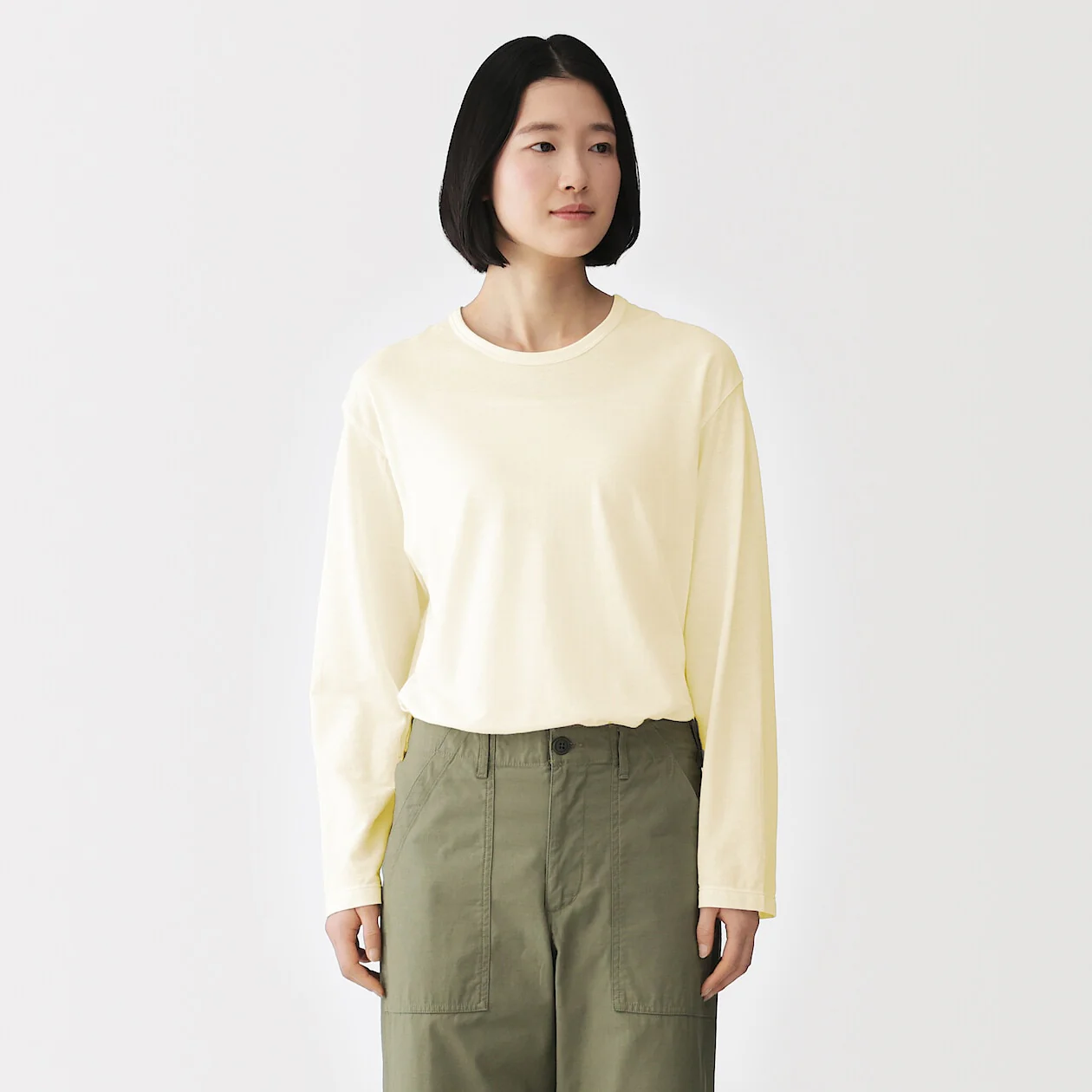 High Twisted Yarn Jersey Crew Neck Long Sleeve T-Shirt - Image 19