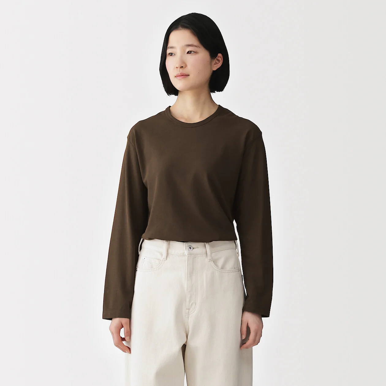 High Twisted Yarn Jersey Crew Neck Long Sleeve T-Shirt - Image 29