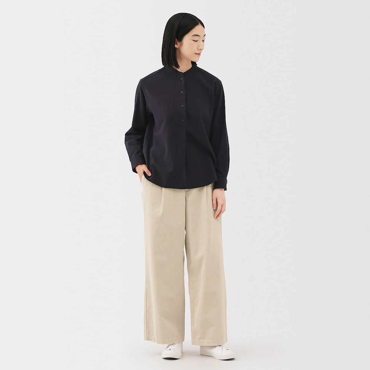 Kapok Blend Corduroy Pleated Wide Pants - Image 7