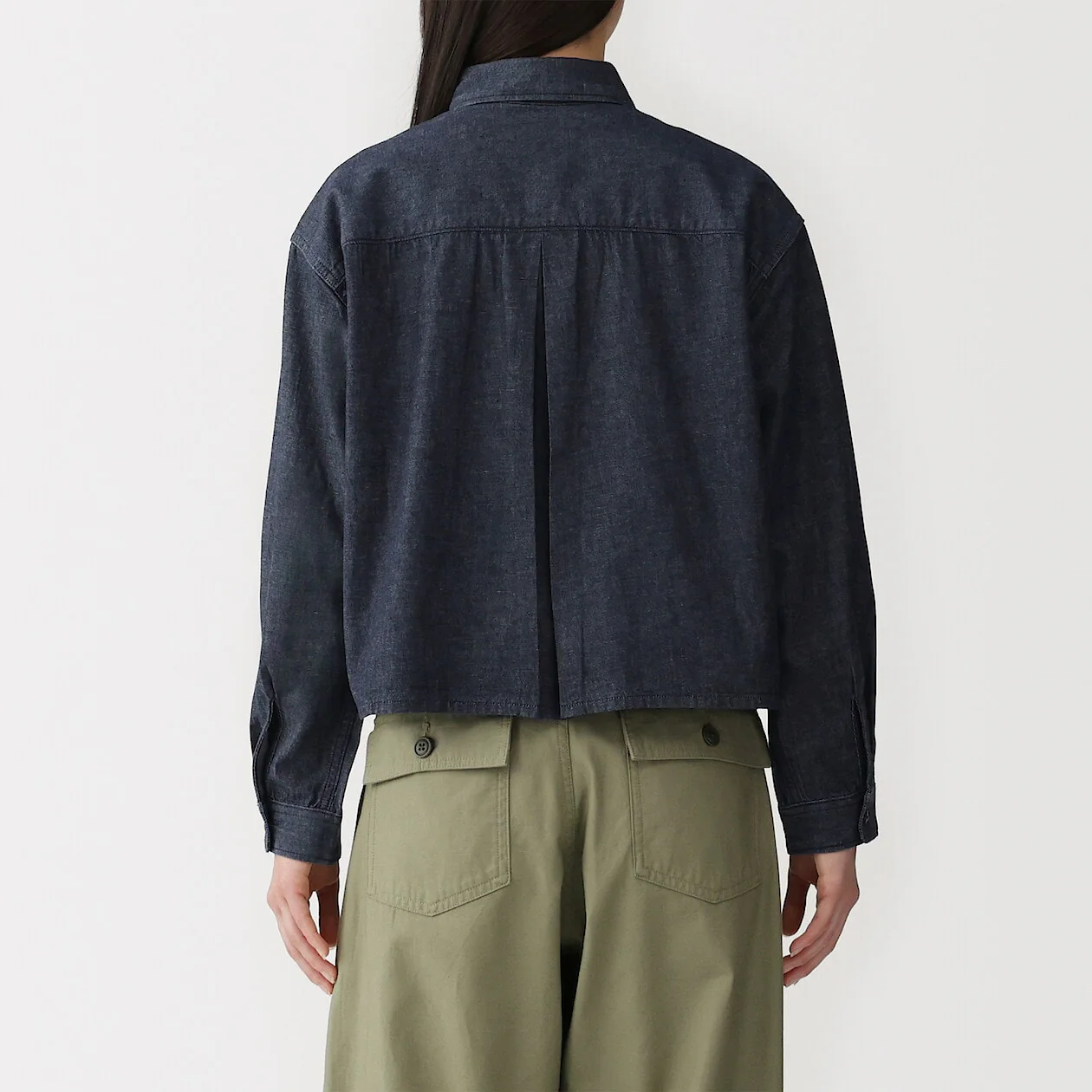 Kapok Blended Lightweight Denim Long Sleeve Shirt - Image 4