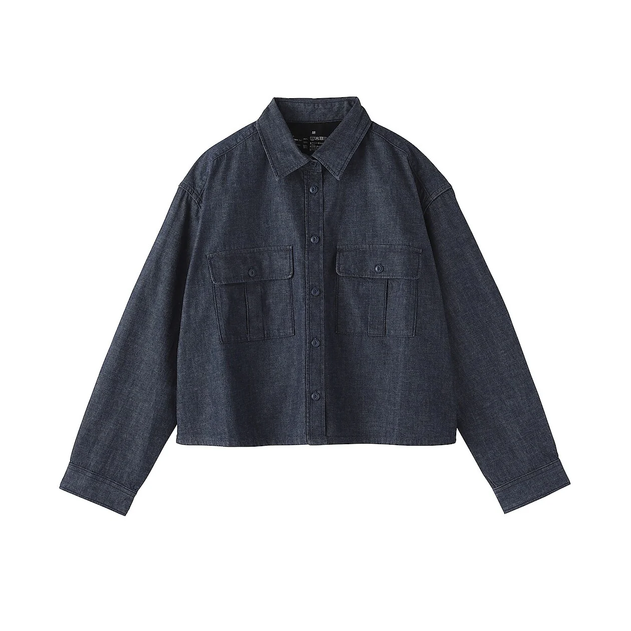 Kapok Blended Lightweight Denim Long Sleeve Shirt - Image 7