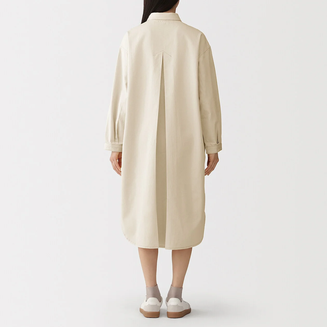 Kapok Blended Lightweight Twill Long Sleeve Dress - Image 3