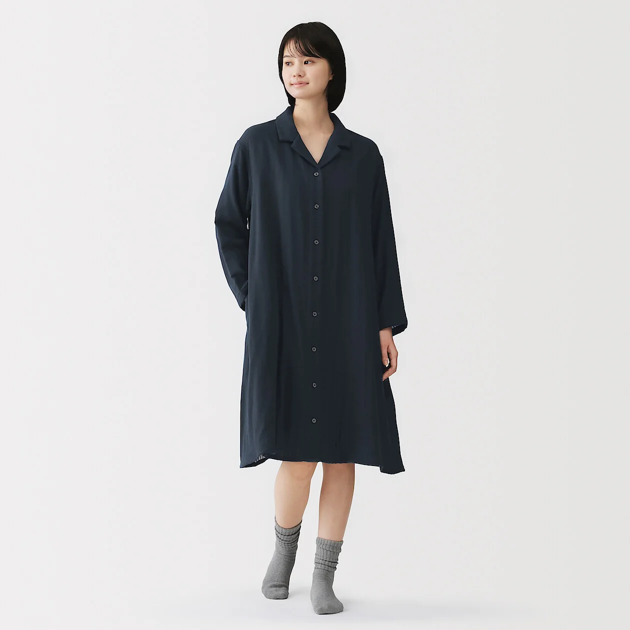 Quadruple Gauze Long-Sleeve Dress - Image 13