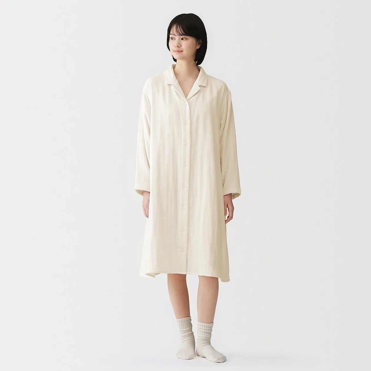 Quadruple Gauze Long-Sleeve Dress - Image 9