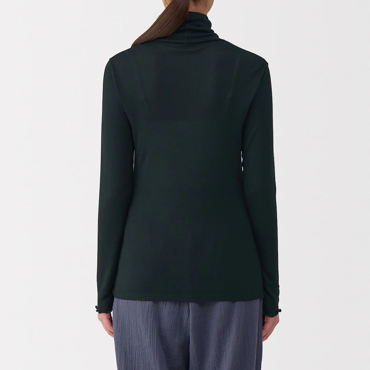 Silk Blend Sheer Turtleneck Long Sleeve T-Shirt - Image 22