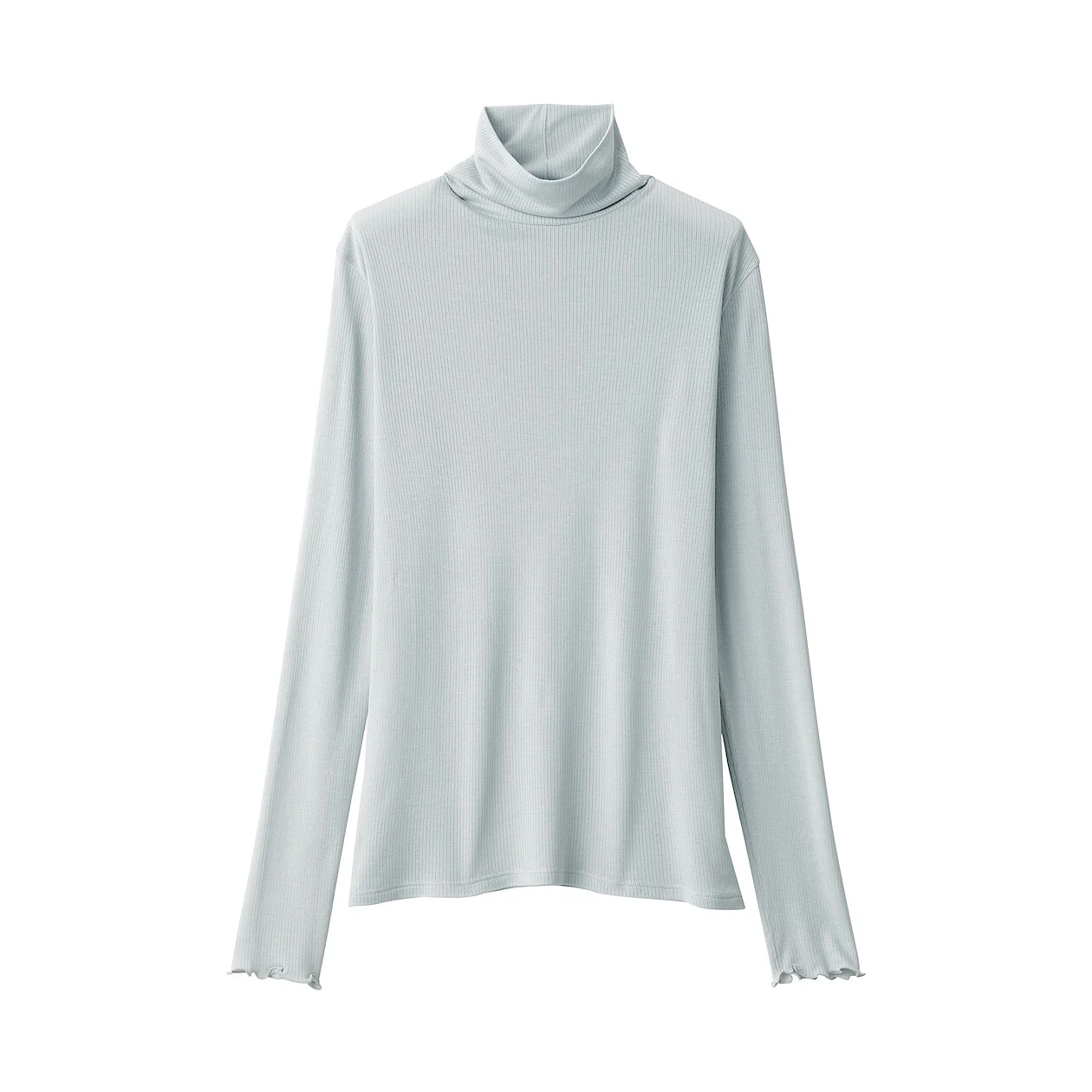 Silk Blend Sheer Turtleneck Long Sleeve T-Shirt - Image 7