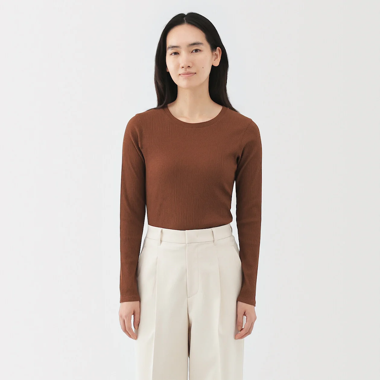 Smooth Ribbed Long Sleeve T-Shirt - Image 9