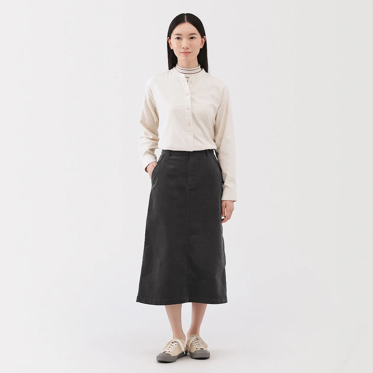 Stretch Corduroy Midi Skirt - Image 19