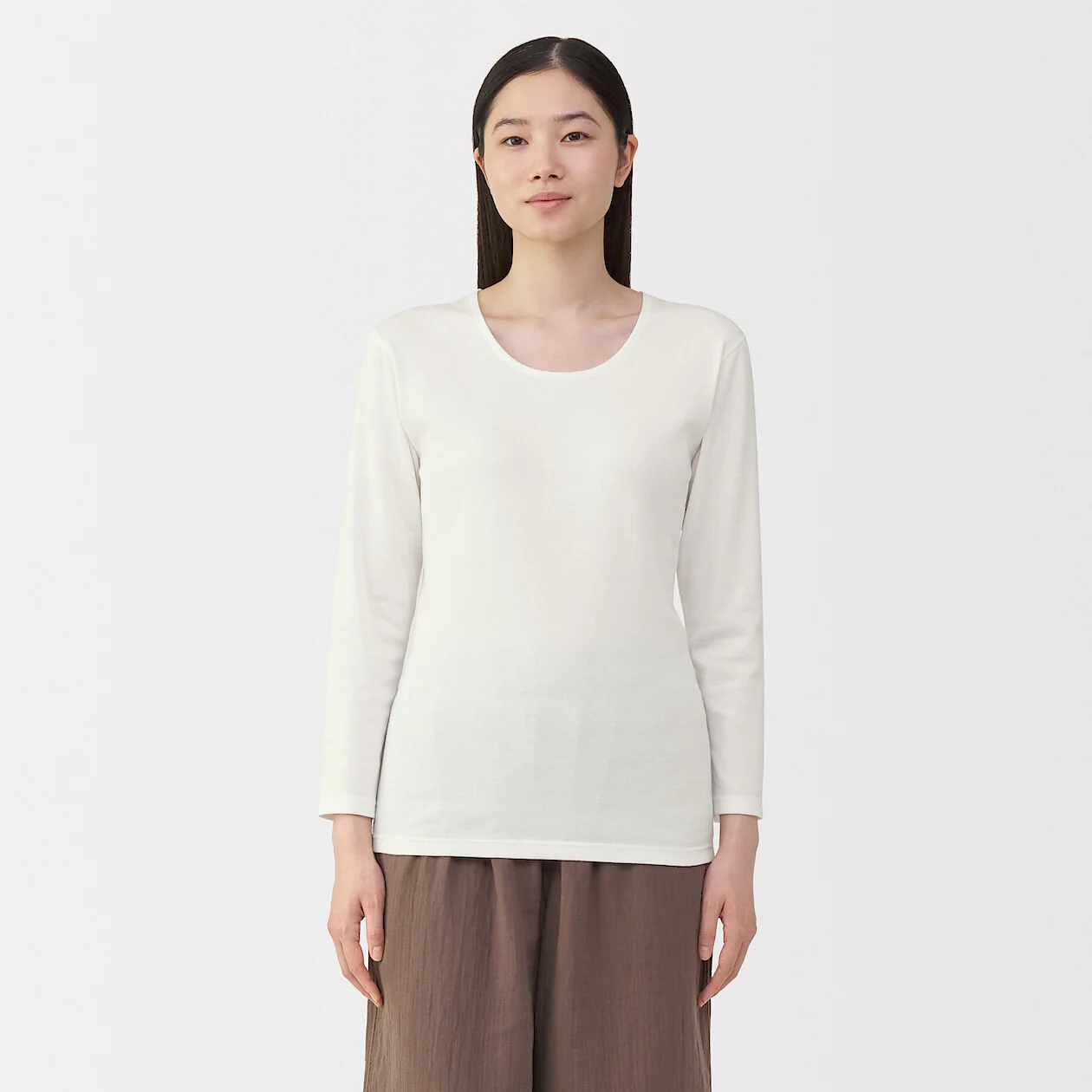 Warm Thick Cotton U-Neck Long Sleeve T-Shirt
