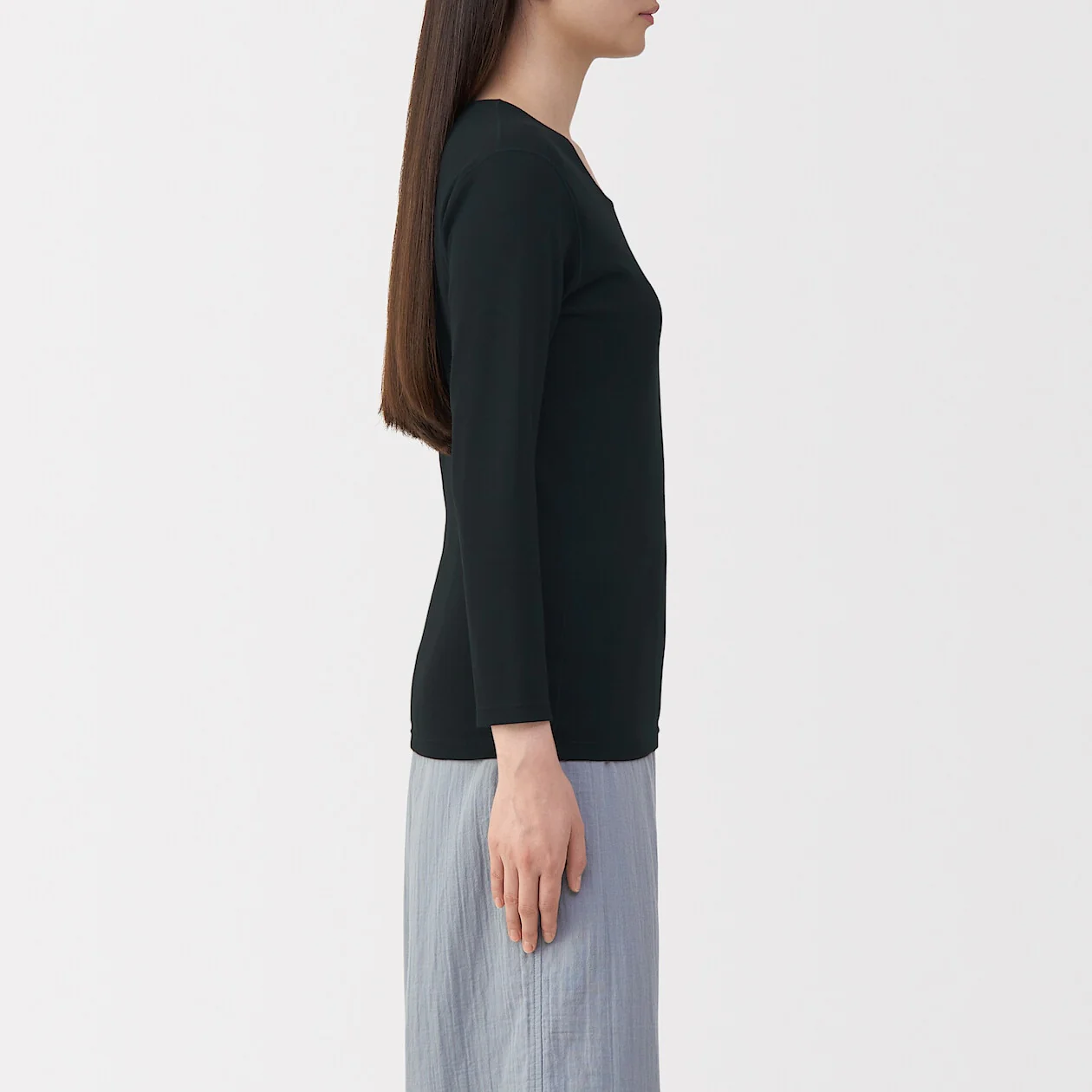 Warm Thick Cotton U-Neck Long Sleeve T-Shirt - Image 10