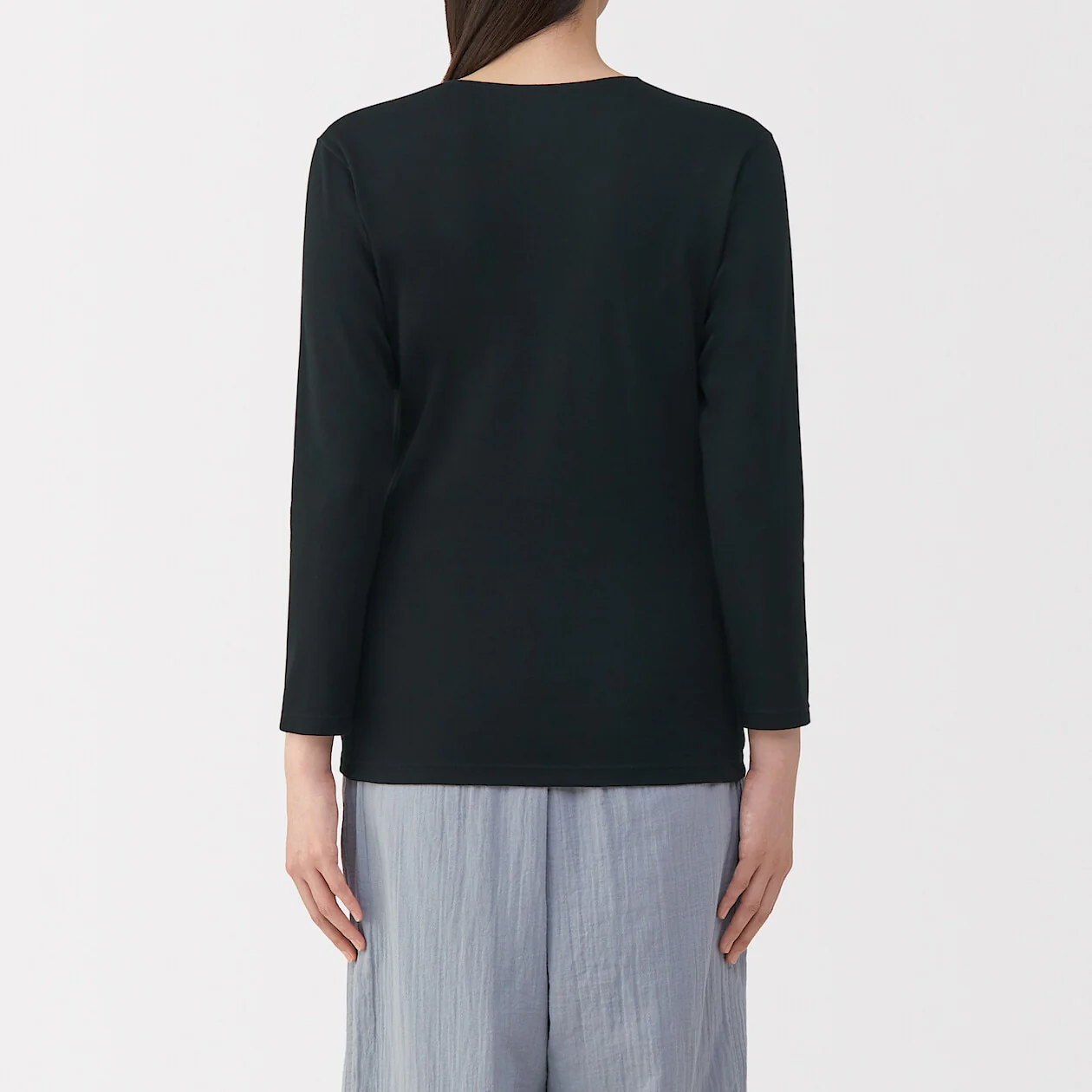 Warm Thick Cotton U-Neck Long Sleeve T-Shirt - Image 11