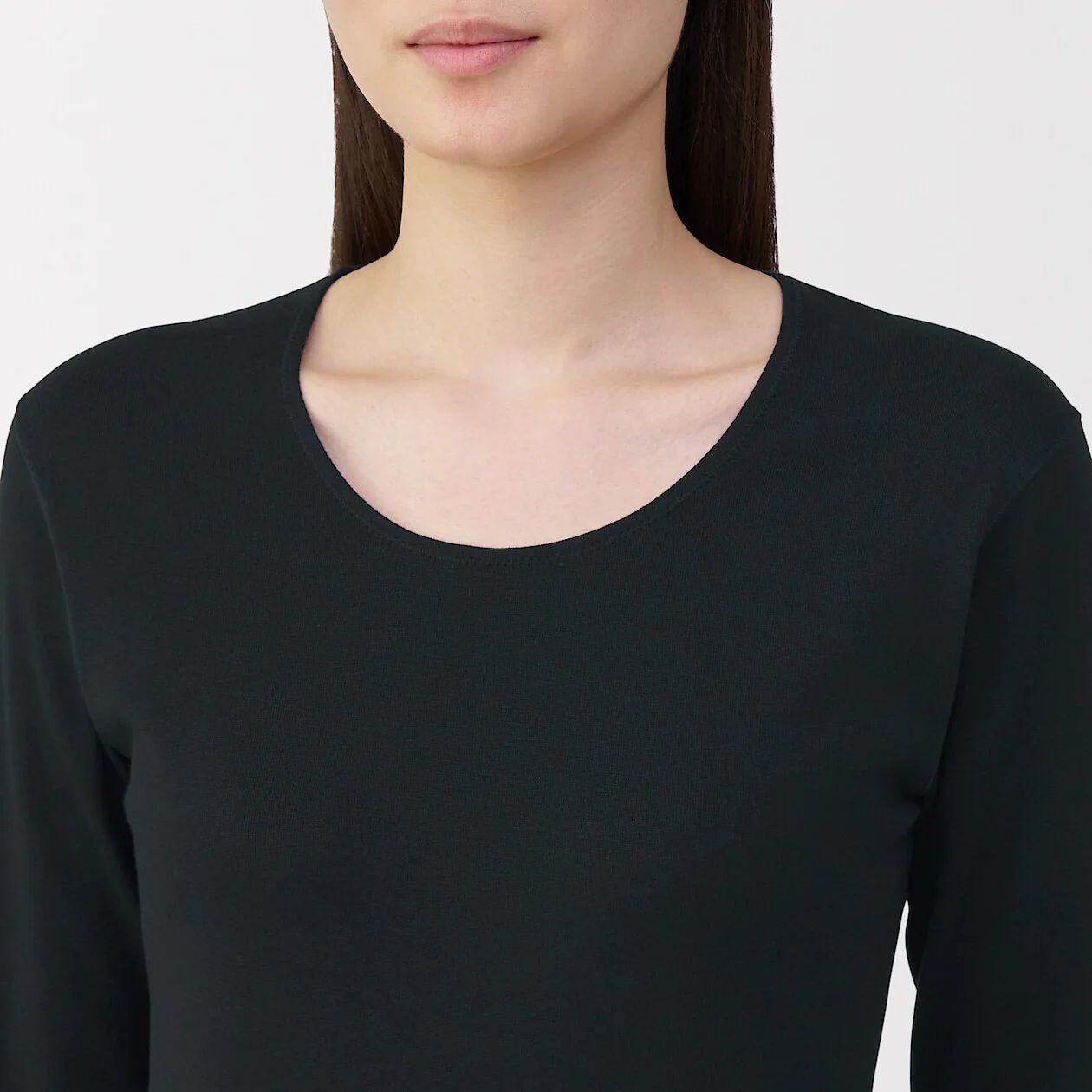 Warm Thick Cotton U-Neck Long Sleeve T-Shirt - Image 12