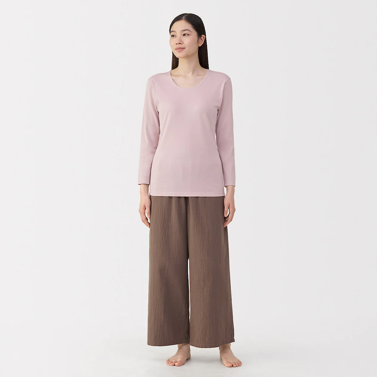 Warm Thick Cotton U-Neck Long Sleeve T-Shirt - Image 16
