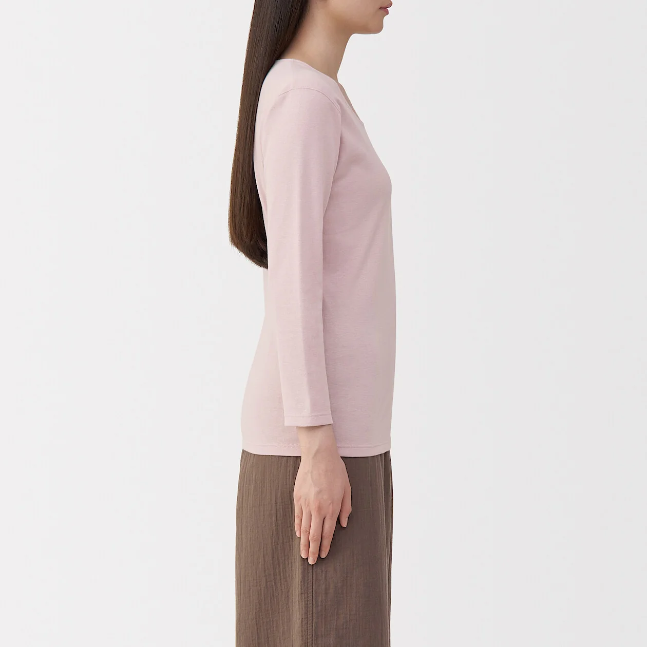 Warm Thick Cotton U-Neck Long Sleeve T-Shirt - Image 17