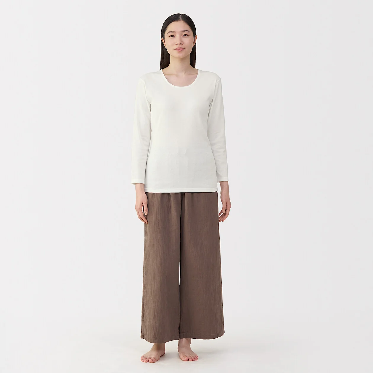 Warm Thick Cotton U-Neck Long Sleeve T-Shirt - Image 2