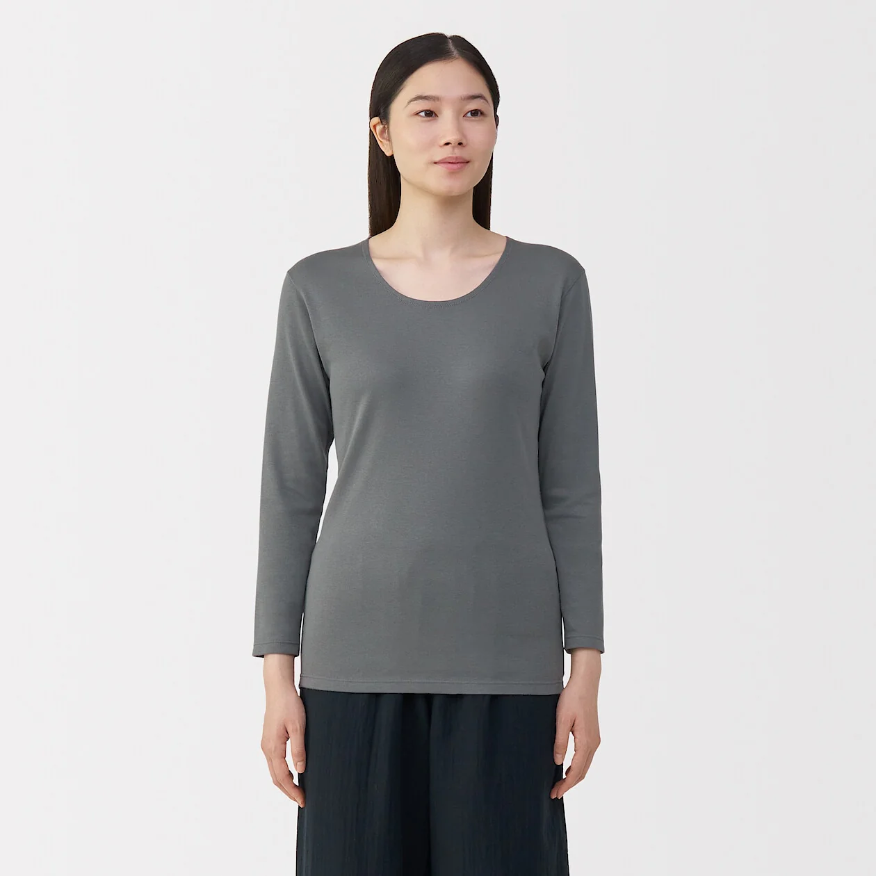 Warm Thick Cotton U-Neck Long Sleeve T-Shirt - Image 22
