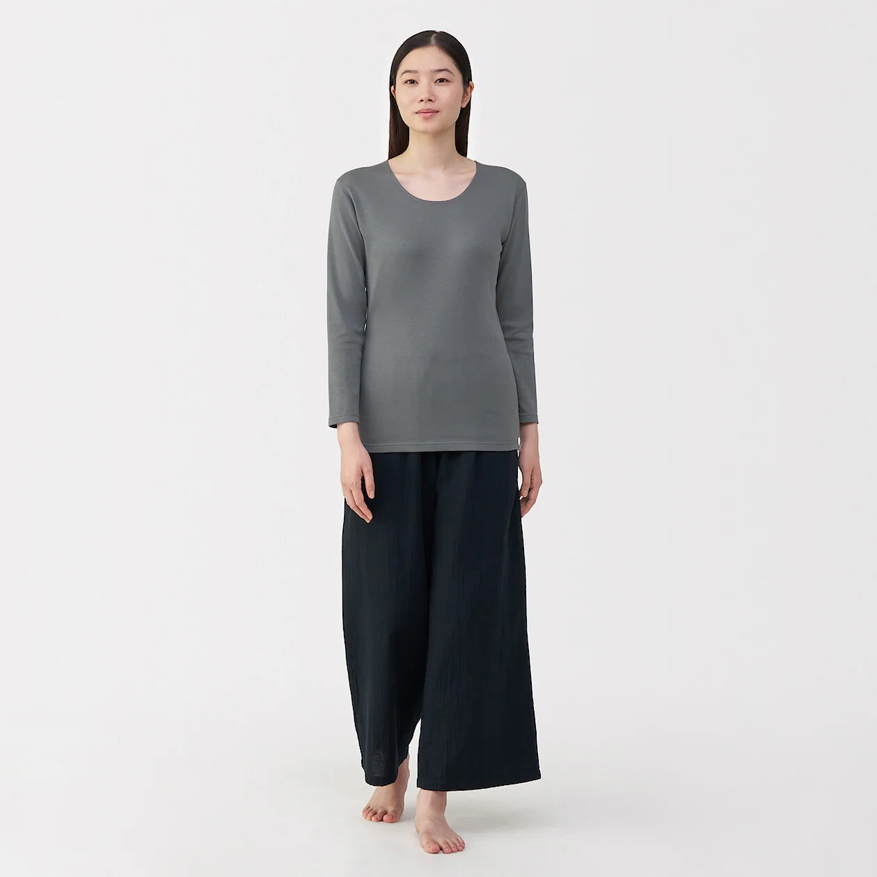 Warm Thick Cotton U-Neck Long Sleeve T-Shirt - Image 23