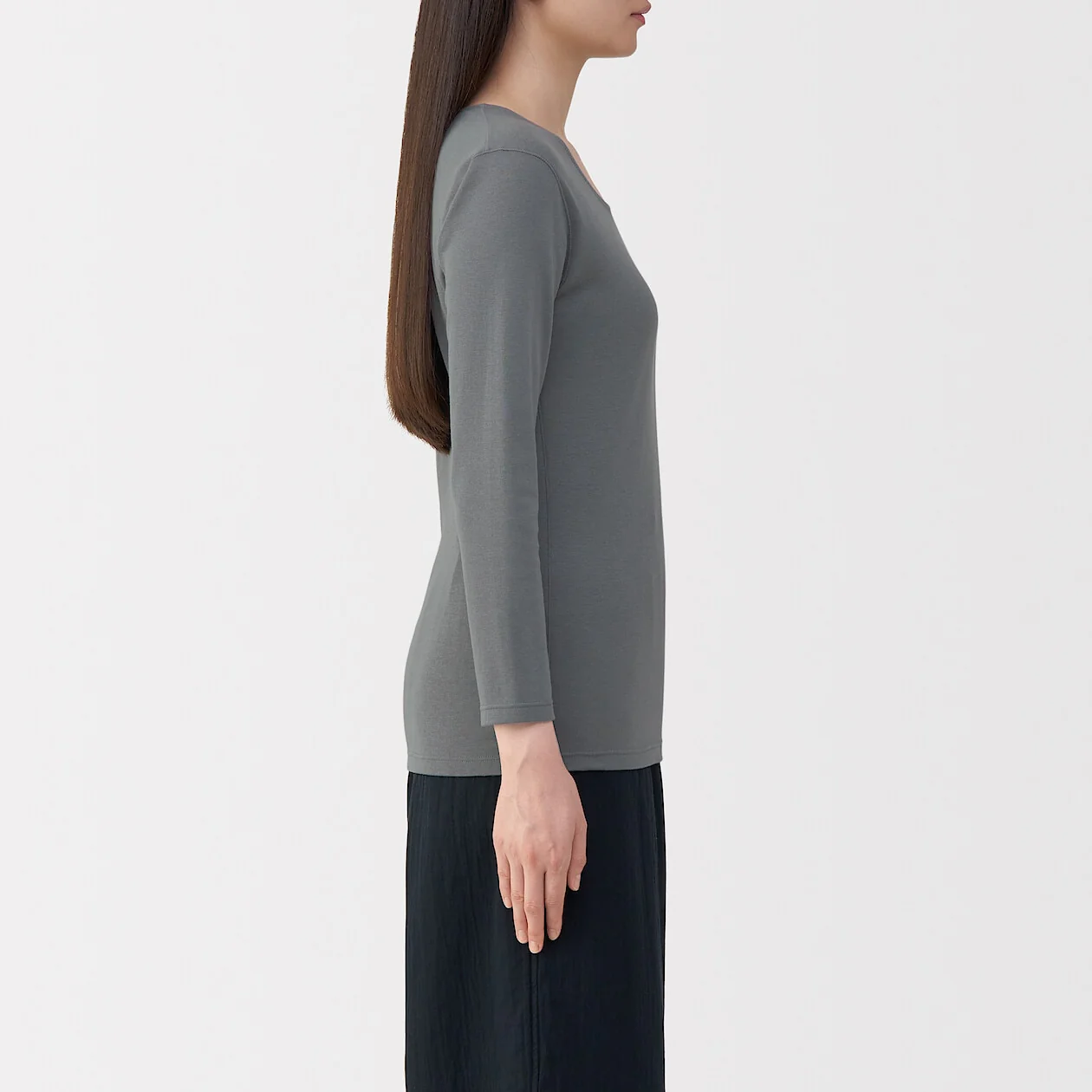 Warm Thick Cotton U-Neck Long Sleeve T-Shirt - Image 24