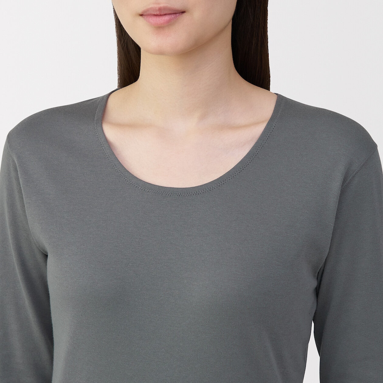 Warm Thick Cotton U-Neck Long Sleeve T-Shirt - Image 26