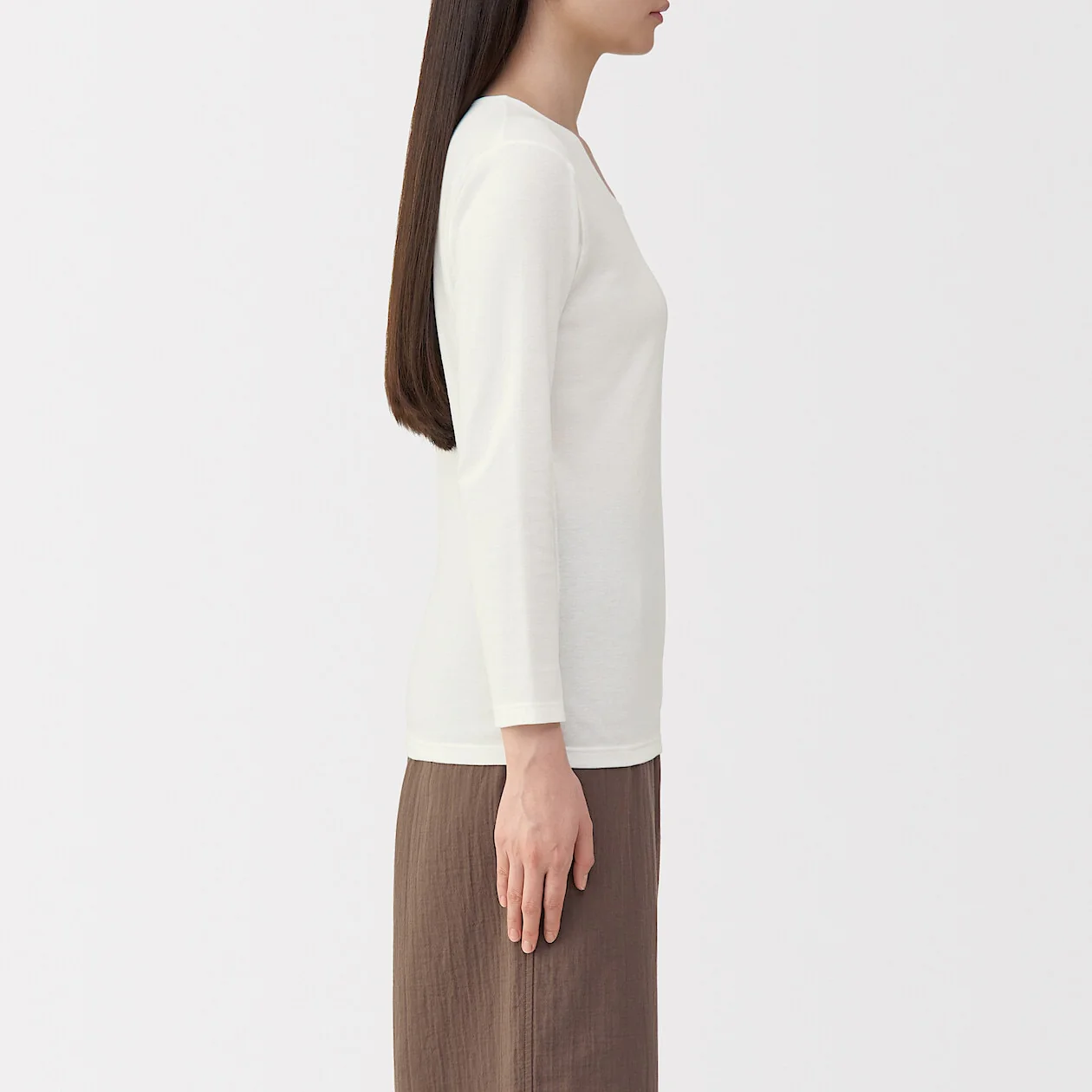 Warm Thick Cotton U-Neck Long Sleeve T-Shirt - Image 3