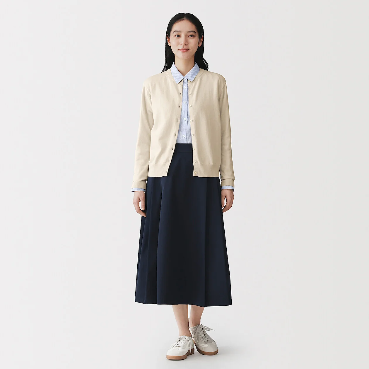 UV Protection High Twisted Cotton Crew Neck Cardigan - Image 15