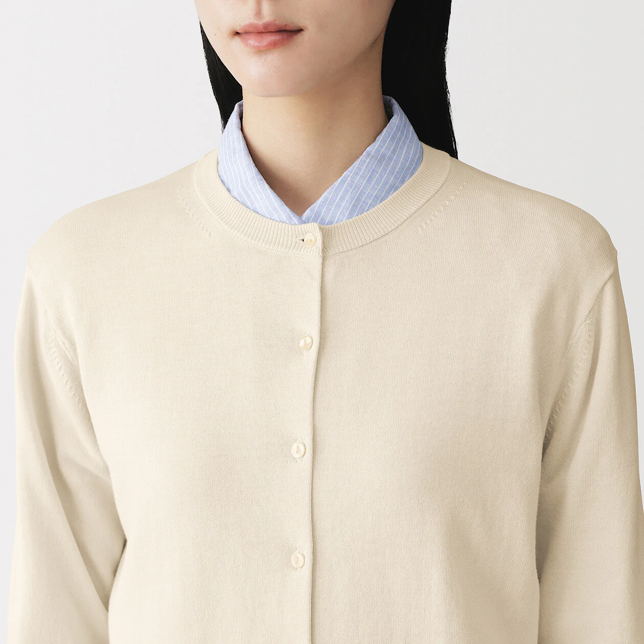 UV Protection High Twisted Cotton Crew Neck Cardigan - Image 18