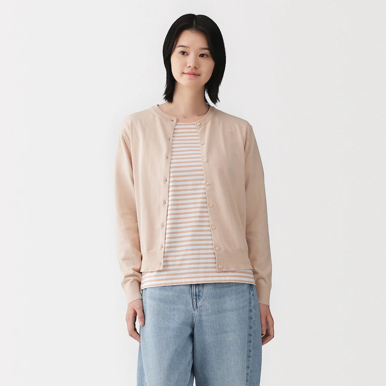 UV Protection High Twisted Cotton Crew Neck Cardigan - Image 21