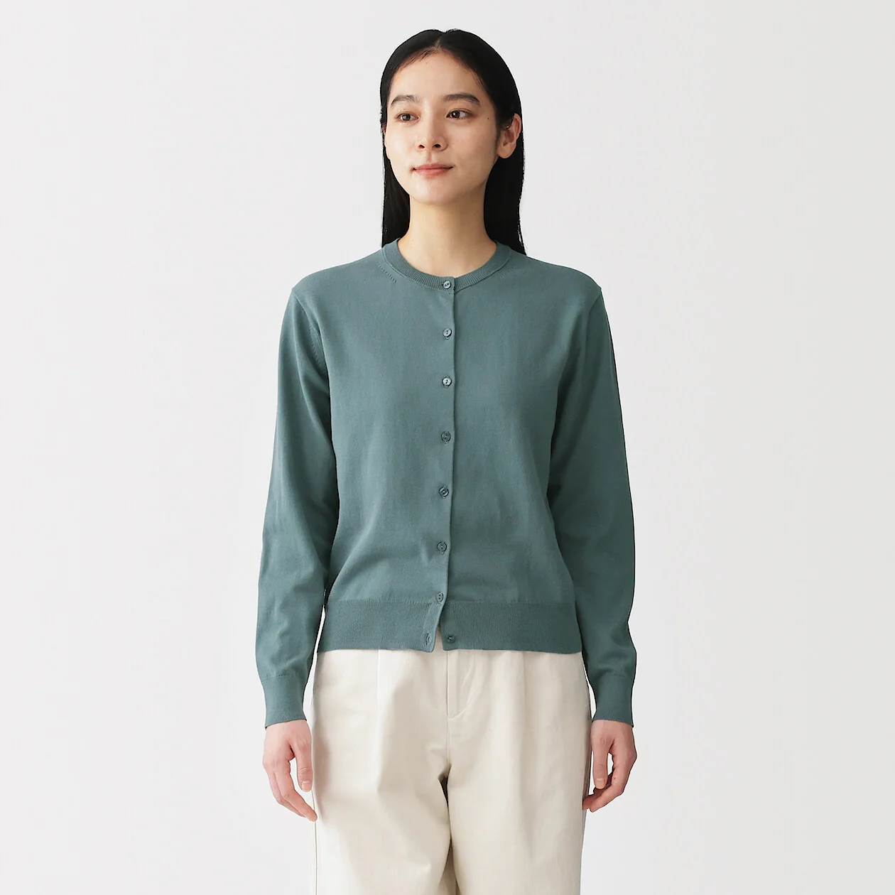 UV Protection High Twisted Cotton Crew Neck Cardigan - Image 34