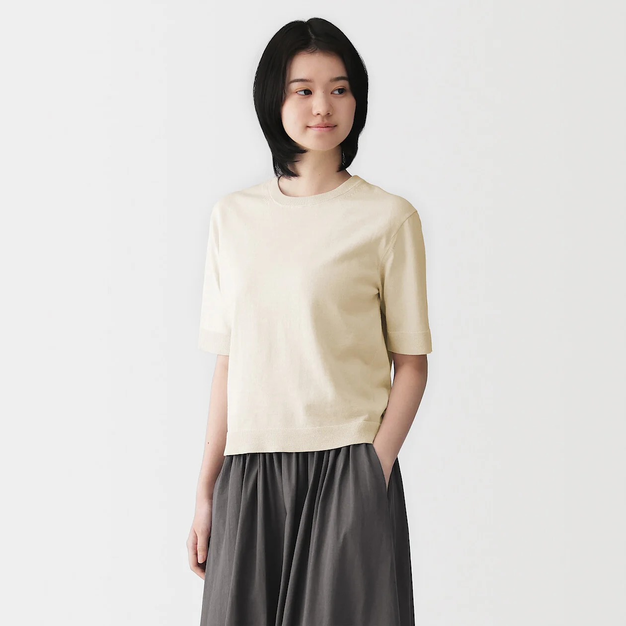 UV Protection High Twisted Cotton Half Sleeve Sweater - Image 12
