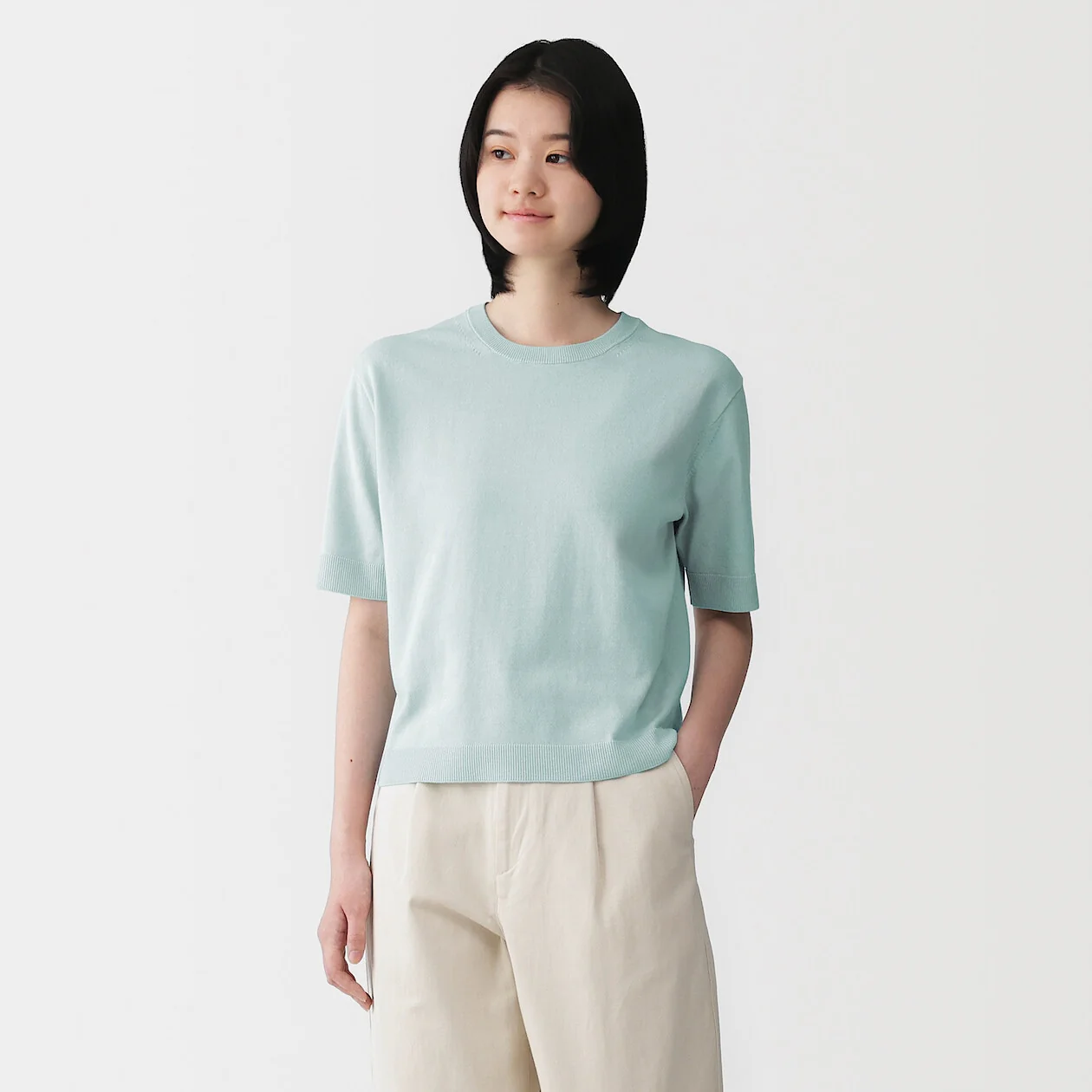 UV Protection High Twisted Cotton Half Sleeve Sweater - Image 17