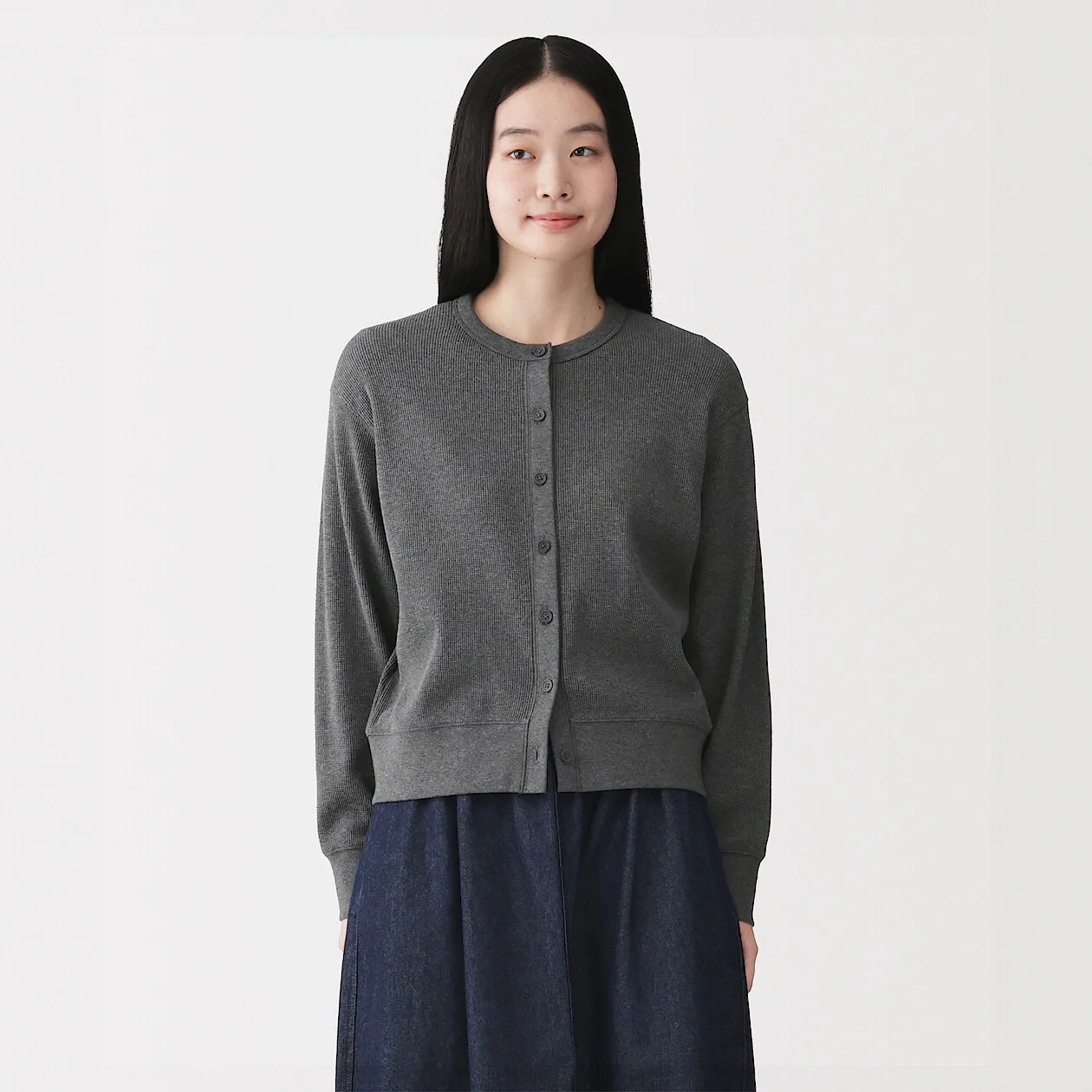 Waffle Crewneck Long Sleeve Cardigan - Image 13