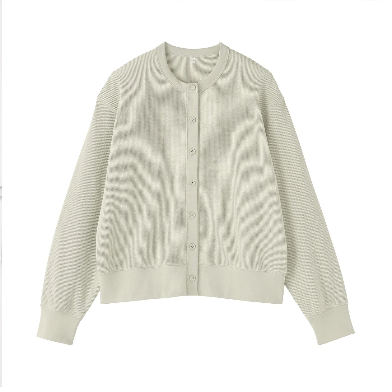 Waffle Crewneck Long Sleeve Cardigan - Image 4