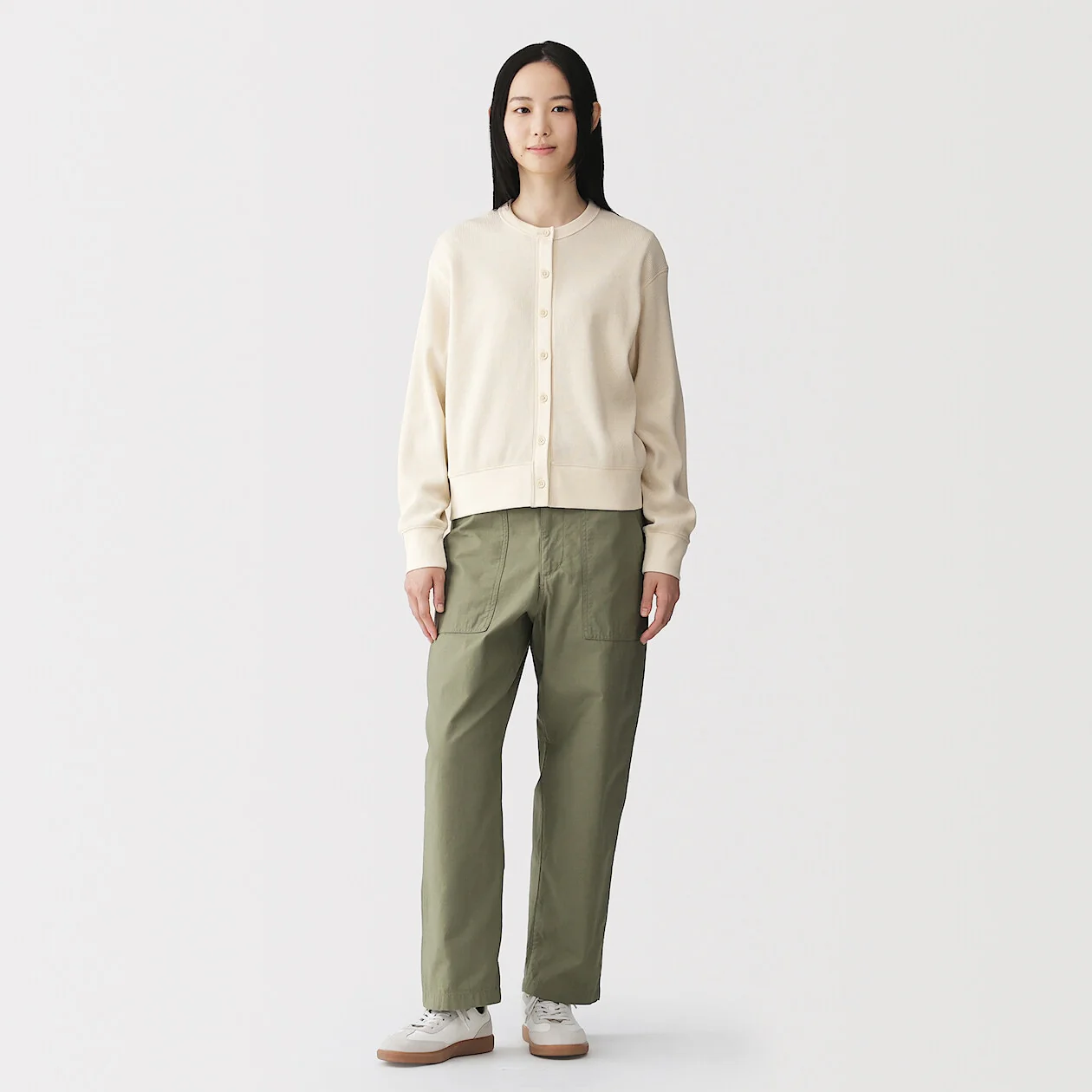 Waffle Crewneck Long Sleeve Cardigan - Image 7