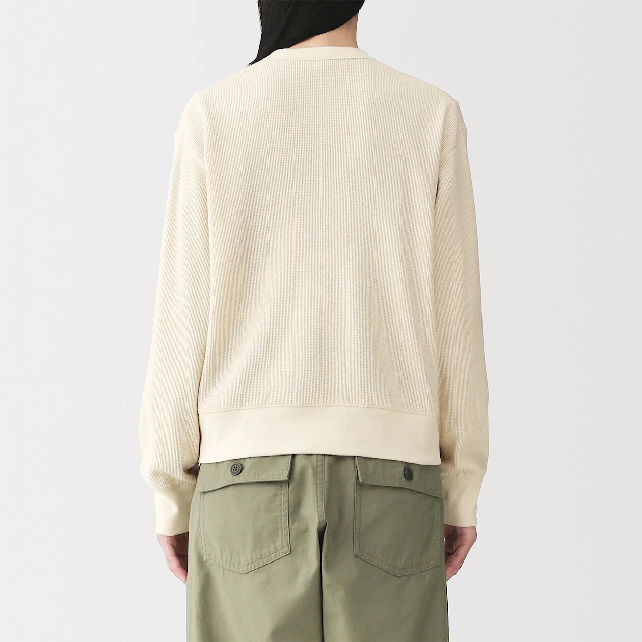 Waffle Crewneck Long Sleeve Cardigan - Image 9