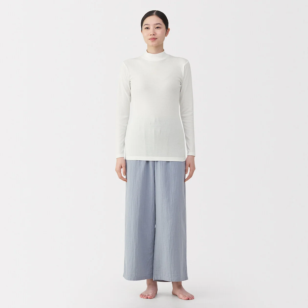 Warm Cotton Mockneck Long Sleeve T-Shirt - Image 2